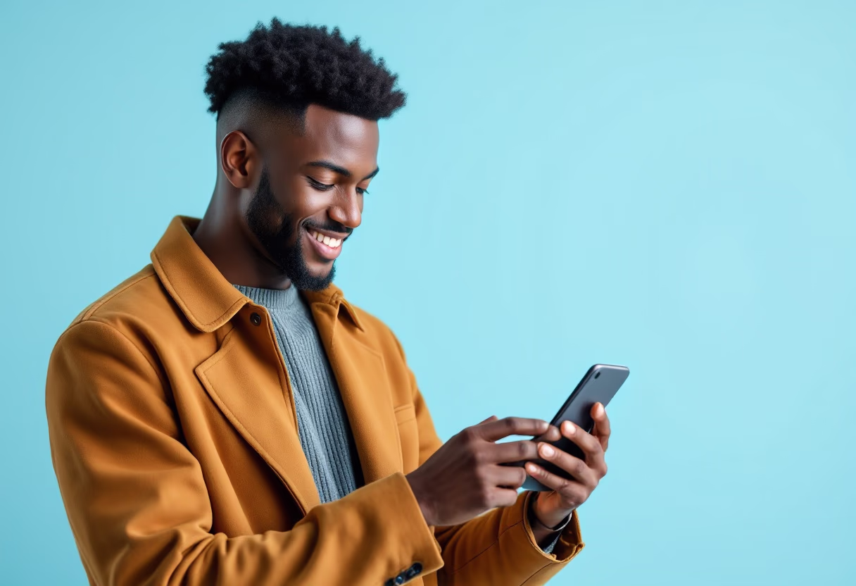 [interface] image of person using a mobile banking app (for a fintech company)