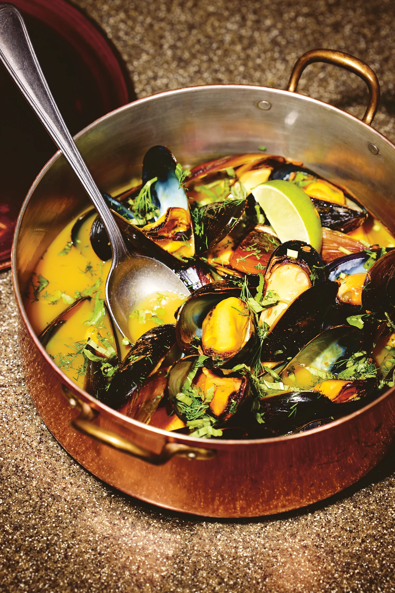 Curried mussels as featured in Vij's cookbook  My New Indian Kitchen