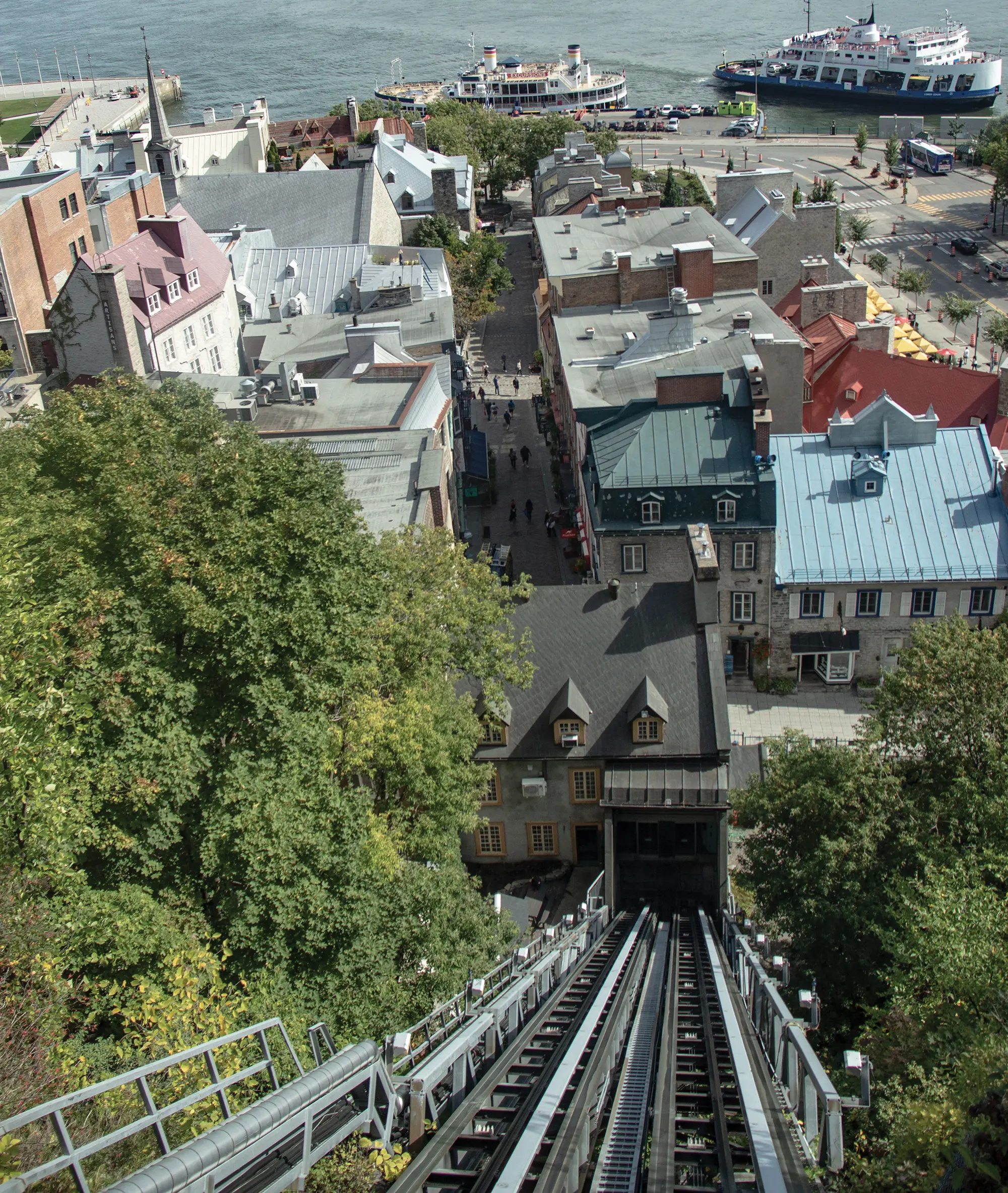 A funiculaire leading to Fairmont Le Château Frontenac in Québec City  |  Photo: Adventure Cities, Stefanie Manton Ward