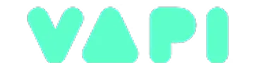 Stylized turquoise letters spelling VAPI on black background.