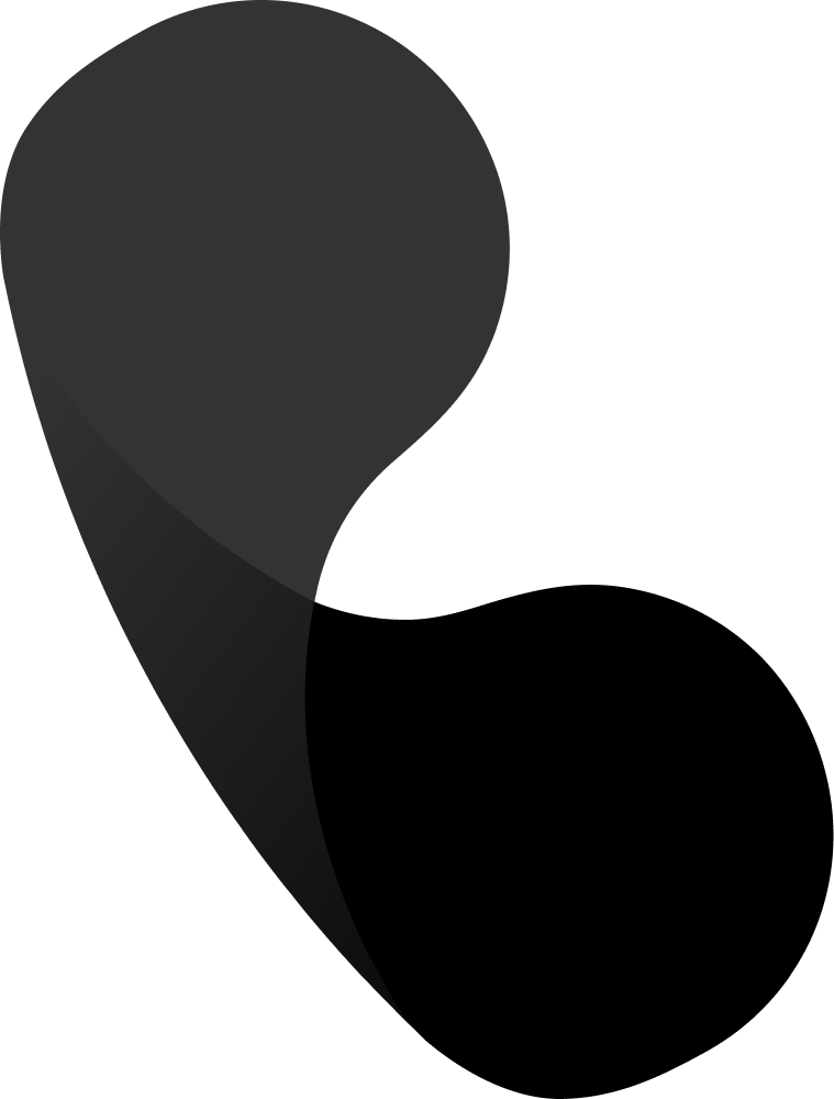 Black telephone handset icon with curved receiver and cord loop.