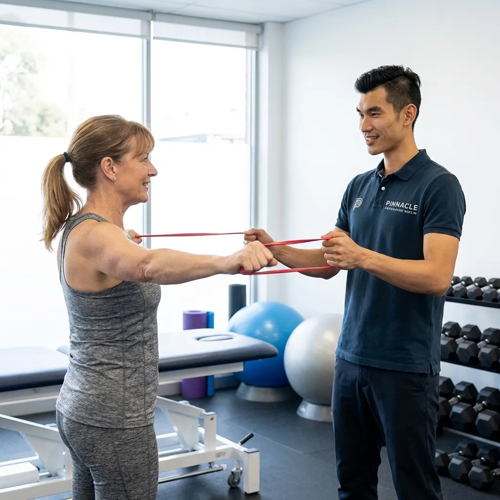 Patient working with a provider at a physical therapy clinic in Bellevue for one-on-one sports performance training
