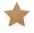 Gold glittery five-point star with small sparkles on a transparent background.
