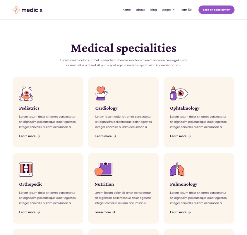 Medic X - Services Page - Healthcare Webflow Template