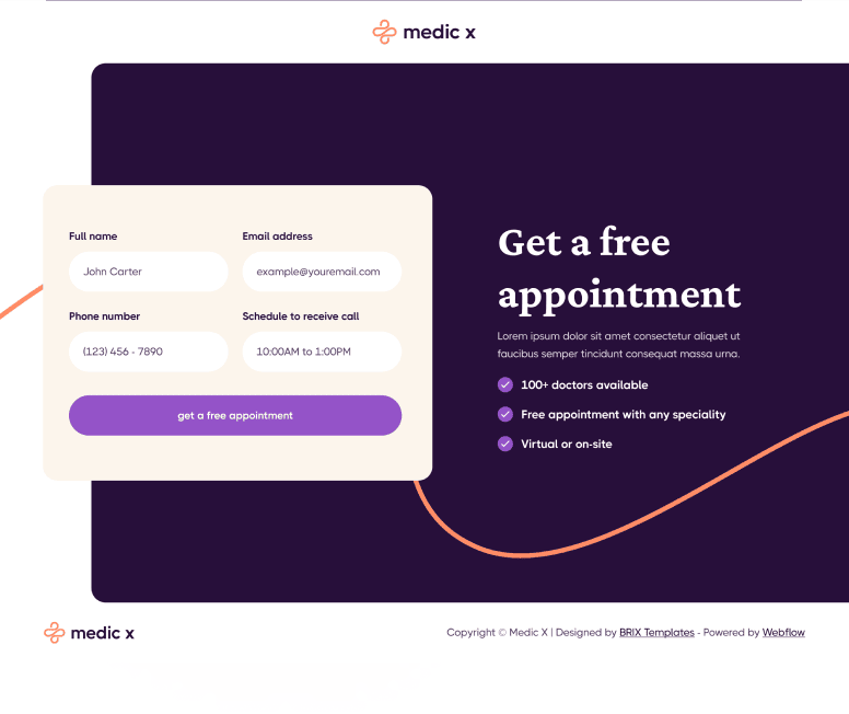 Medic X - Request A Demo Main Page - Healthcare Webflow Template
