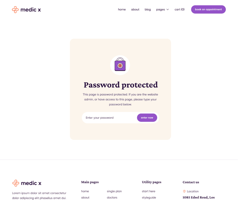 Medic X - Password Protected Utility Page - Healthcare Webflow Template