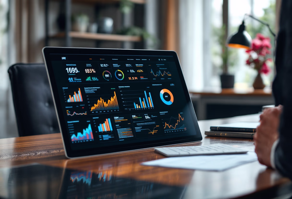 image of business professional reviewing analytics (for a hr tech)