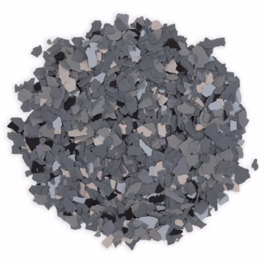 Pile of small, irregular black and gray rubber granules.