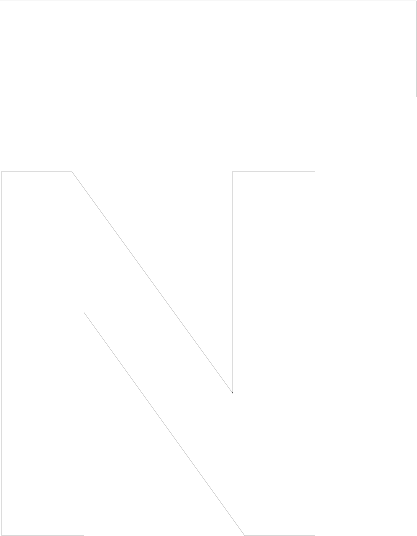 Large white letter N on a black square background.