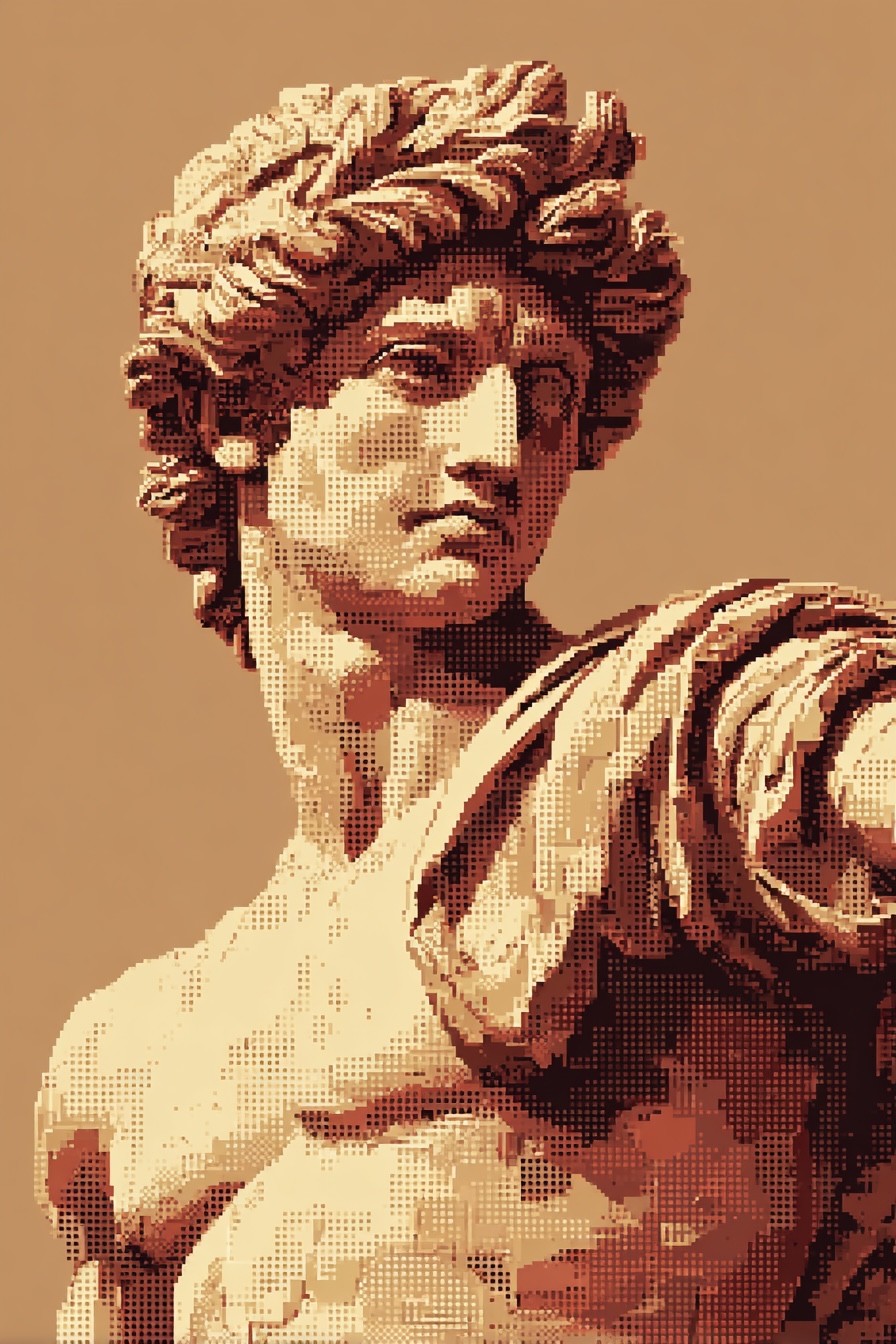 Michelangelo's David — pixel art