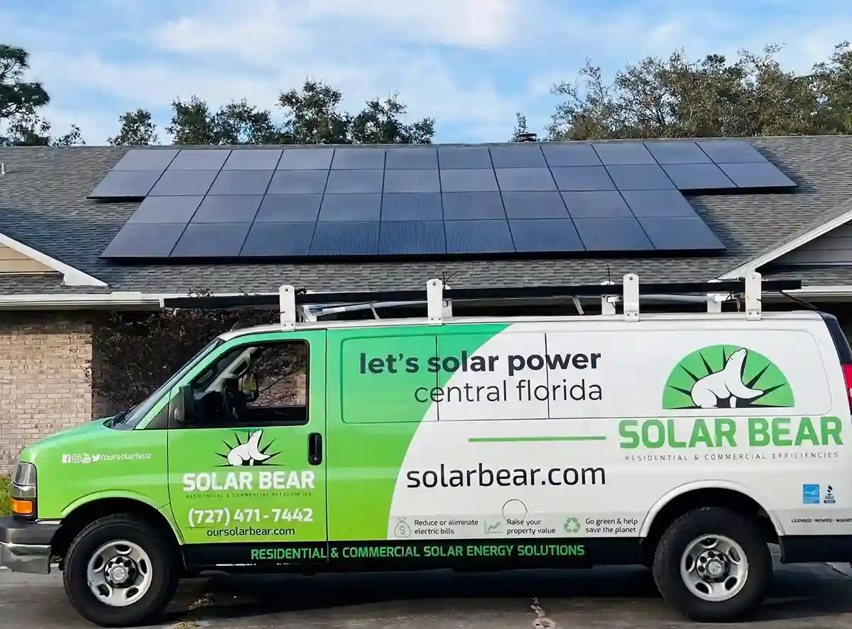 Solar Bear service van equipped for solar repair and battery backup installation throughout Central Florida and the Space Coast.