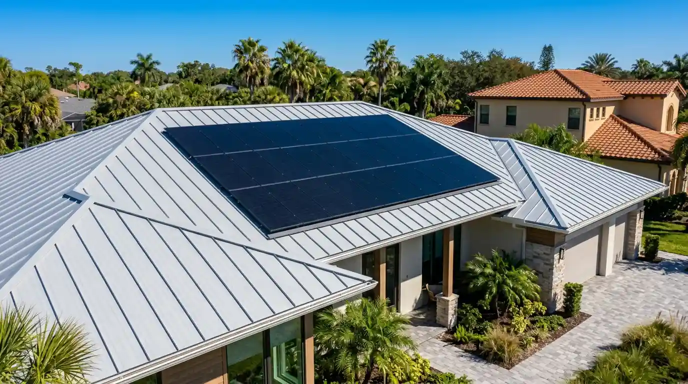 Standing seam metal roof solar installation by Solar Bear in Wildwood, FL—engineered for Sumter County hurricane codes and seamless Duke Energy/SECO utility interconnection.