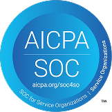AICPA SOC logo with text 'AICPA SOC', website link, and 'SOC for Service Organizations | Service Organizations' around the edge.