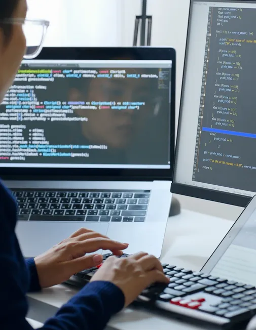 Developer writing code