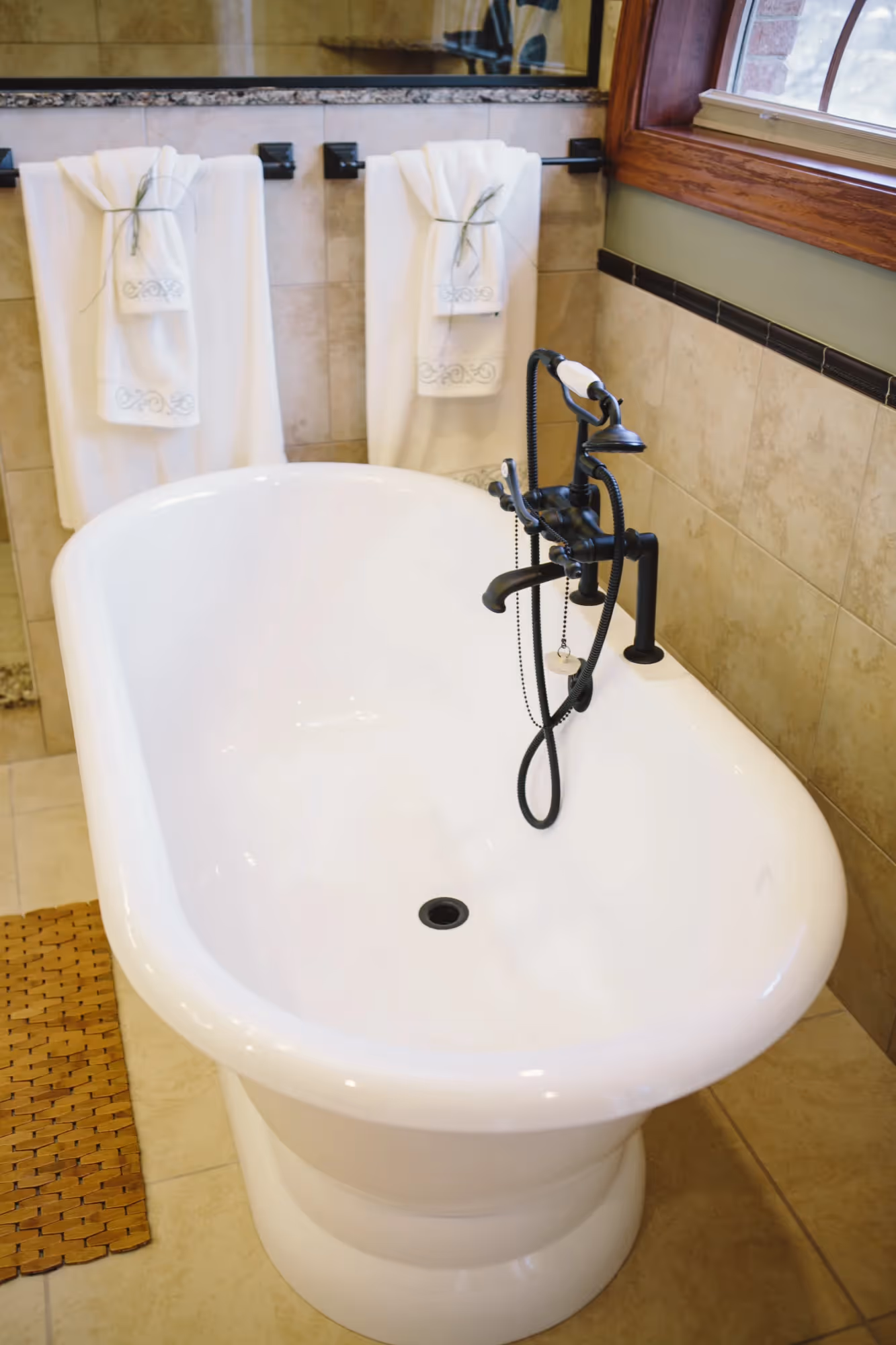 Close-up of toilet in bathroom with tile floor