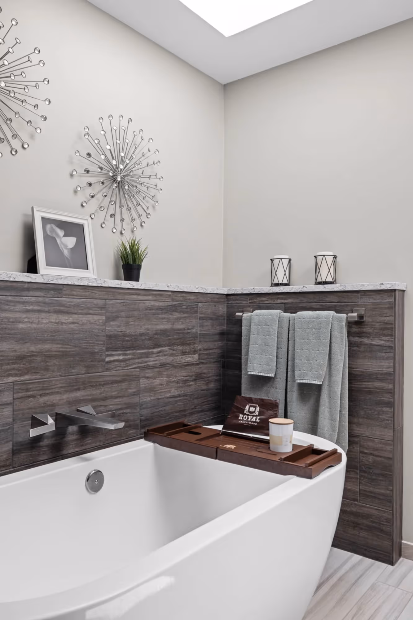 Bathroom with bathtub and shower combination