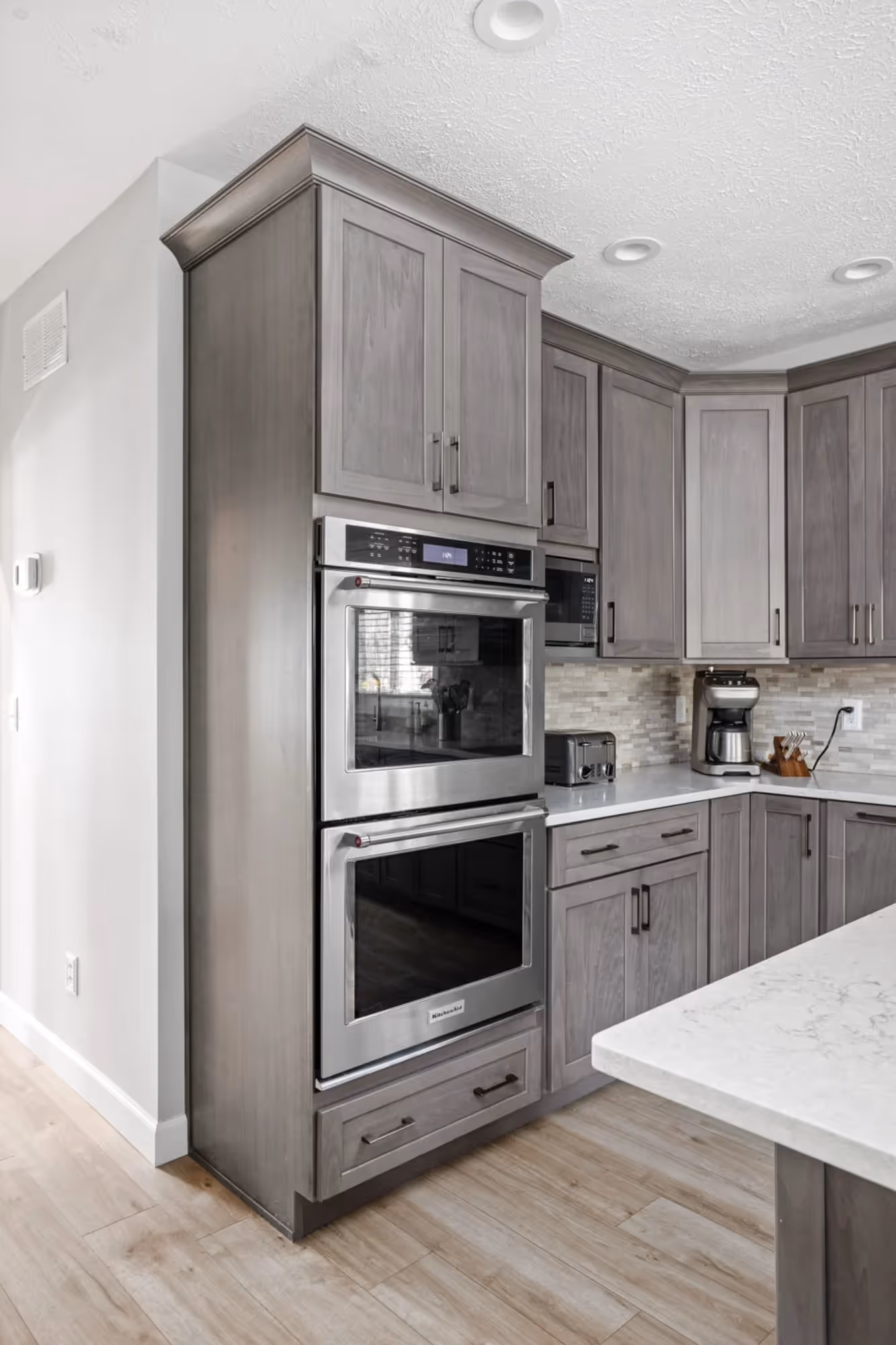 Custom cabinetry and countertop area