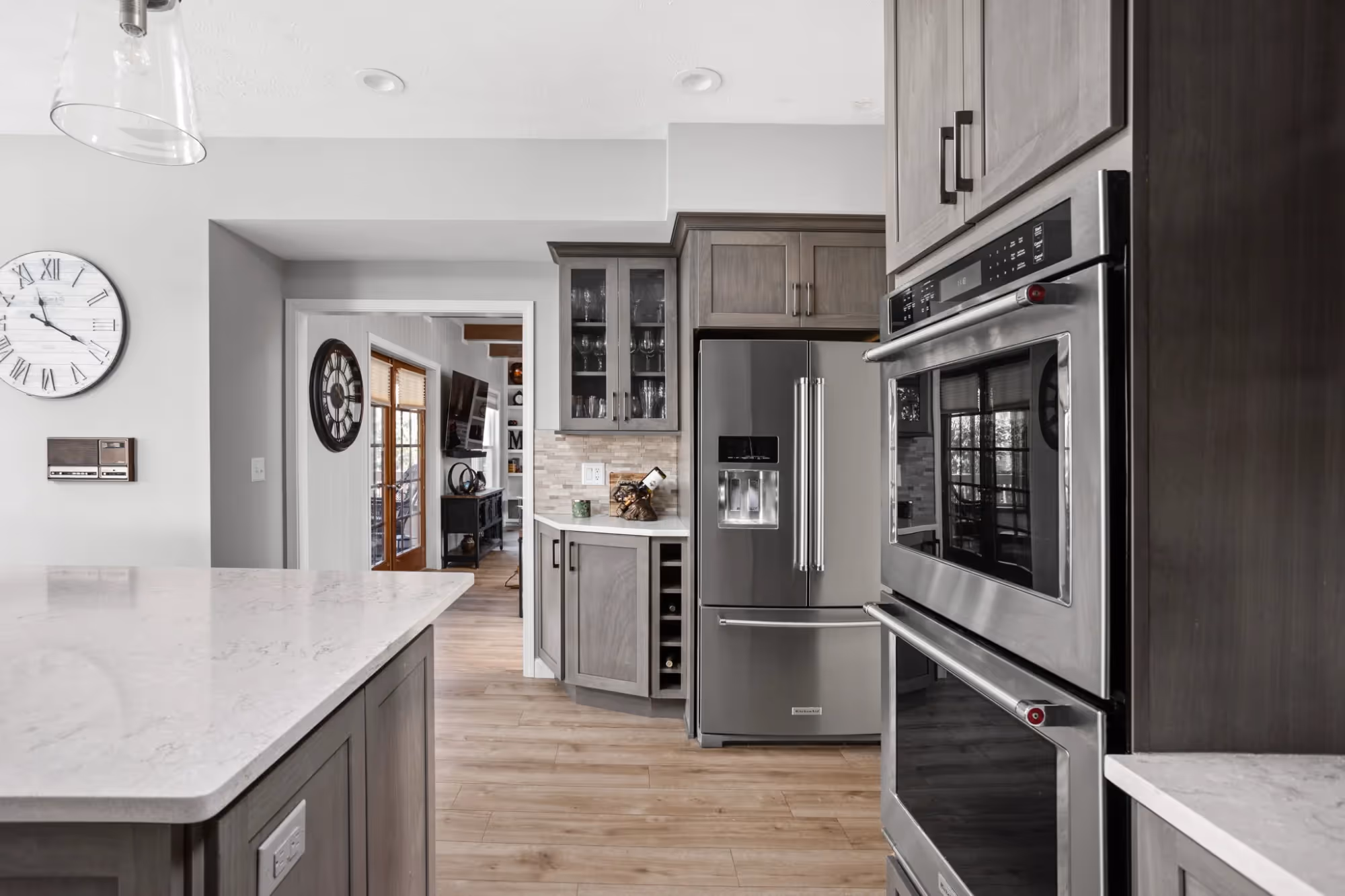 Kitchen with built-in wall ovens