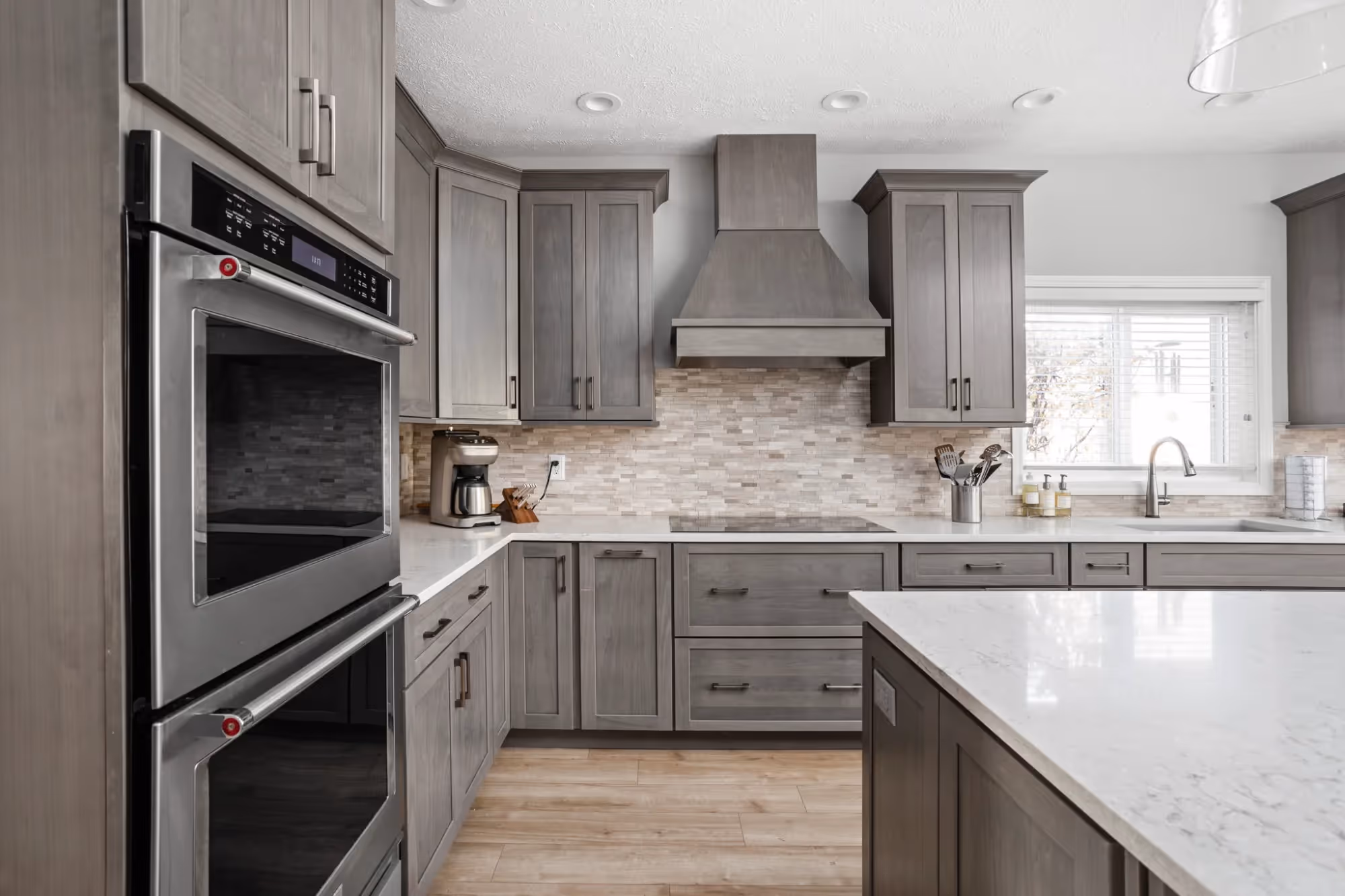 Bright kitchen with built-in oven