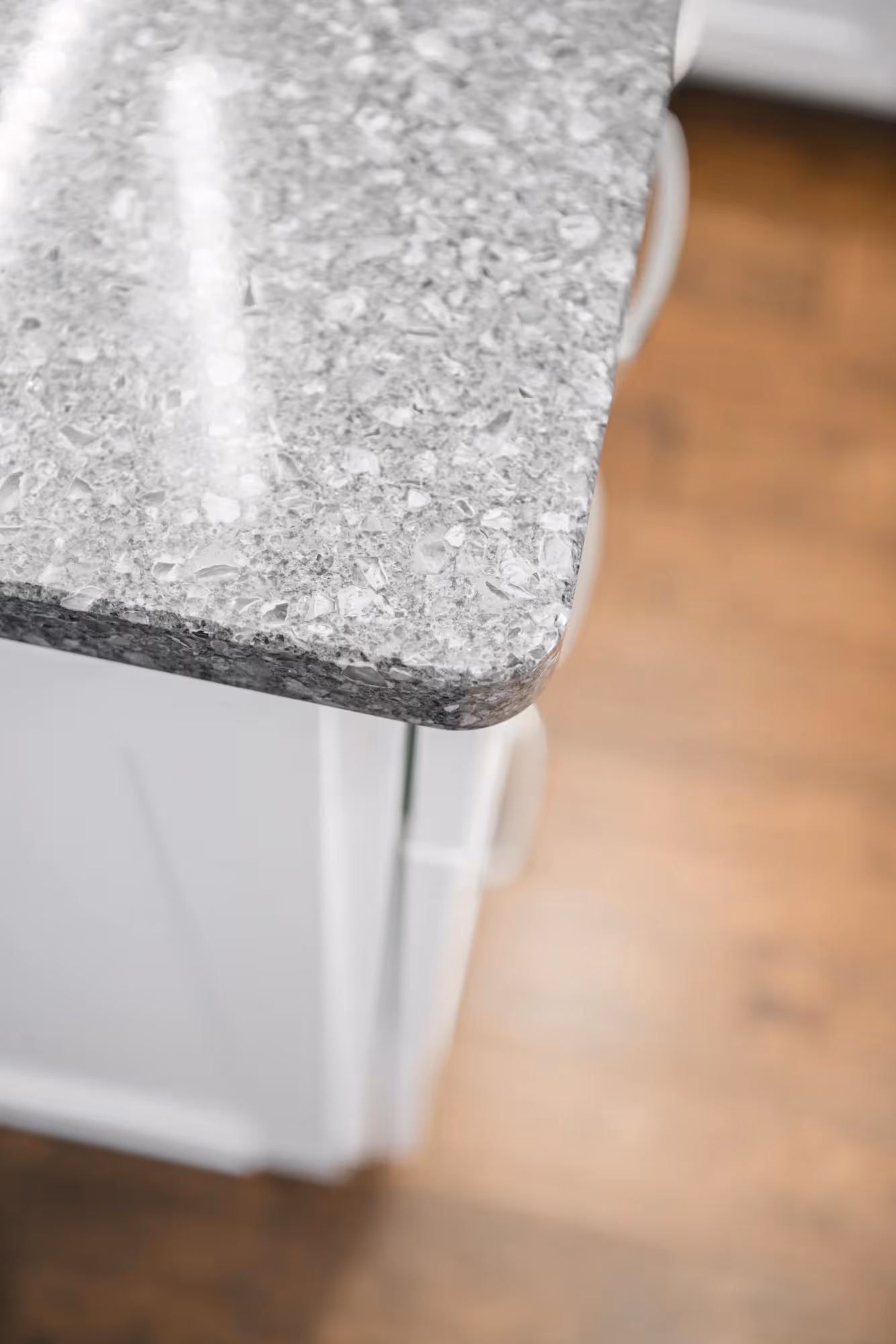Close-up of granite countertop edge