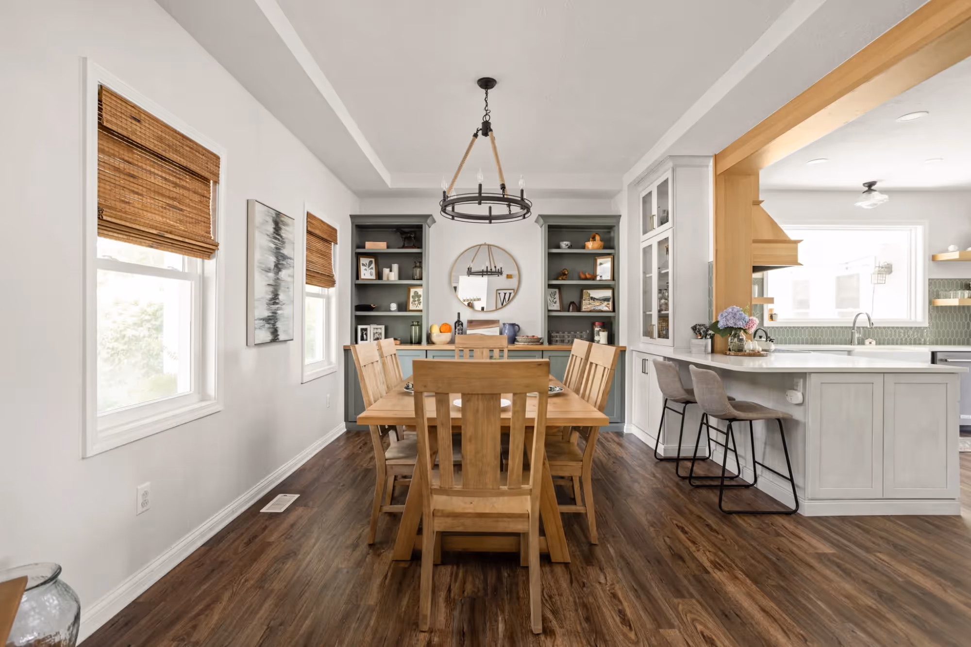 Dining room with wooden table and chairs