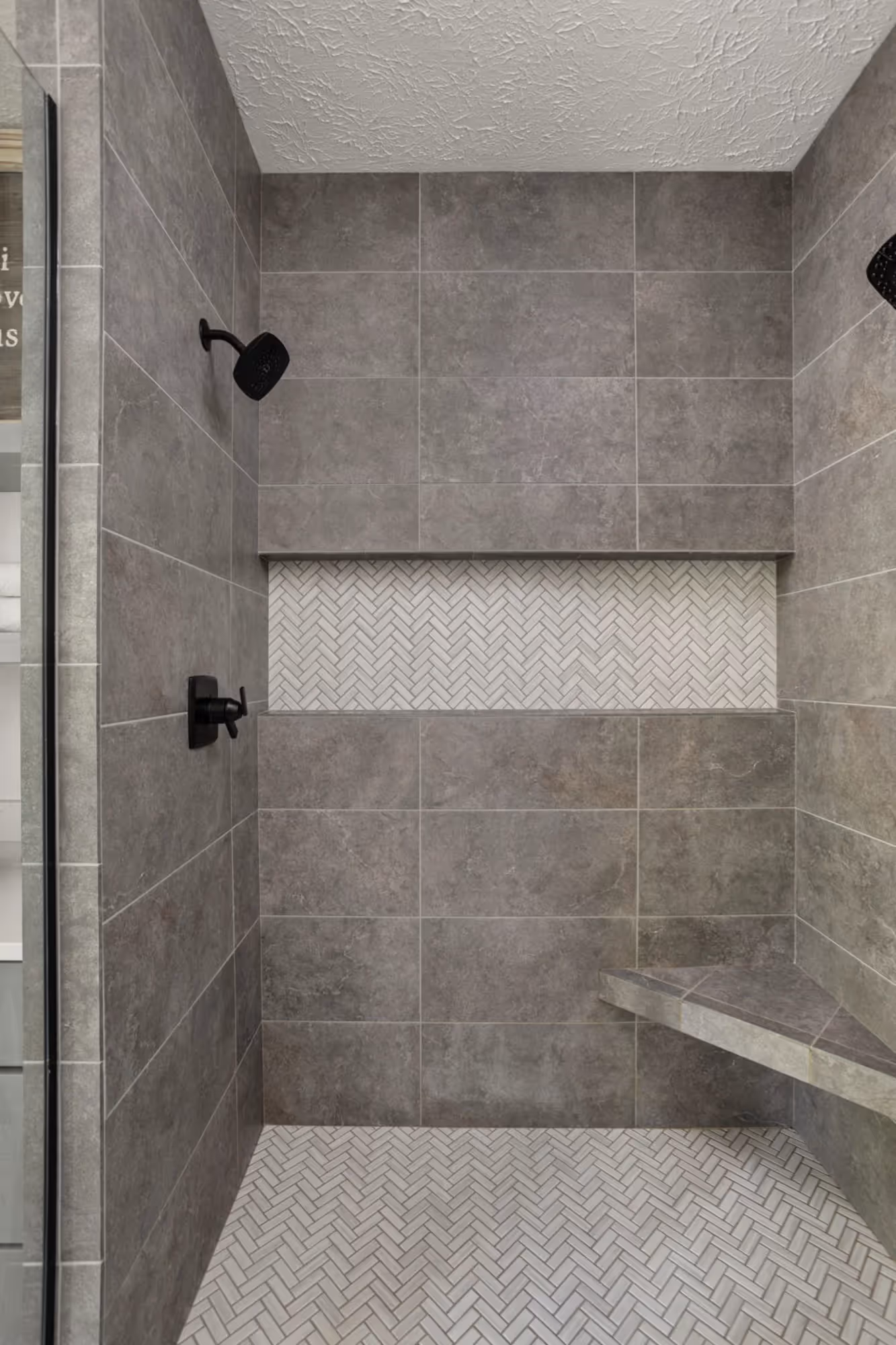 Spacious tiled walk-in shower