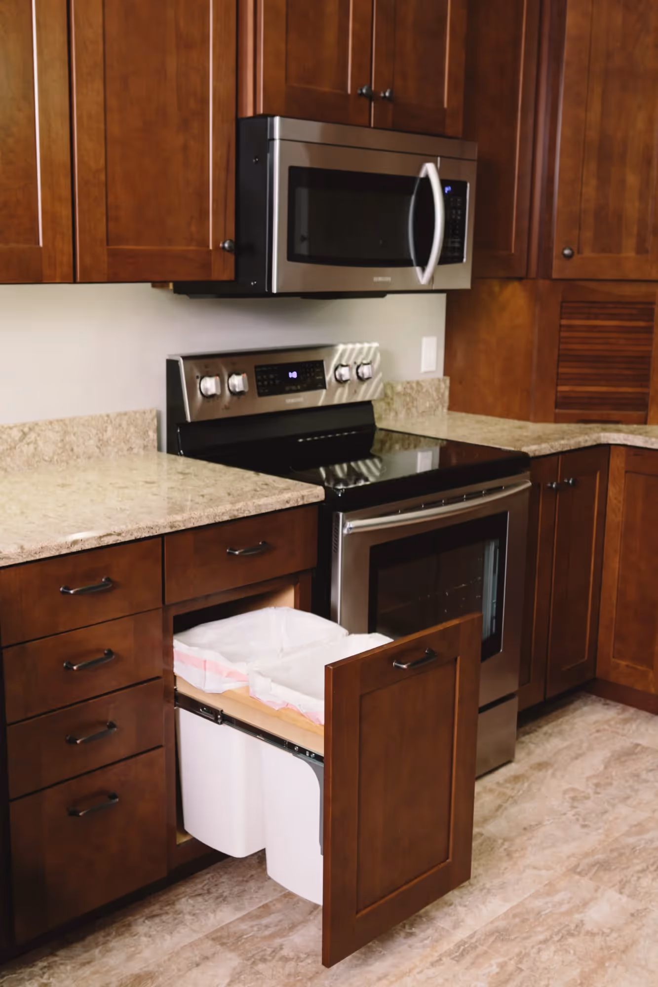 Kitchen countertop with sink and faucet