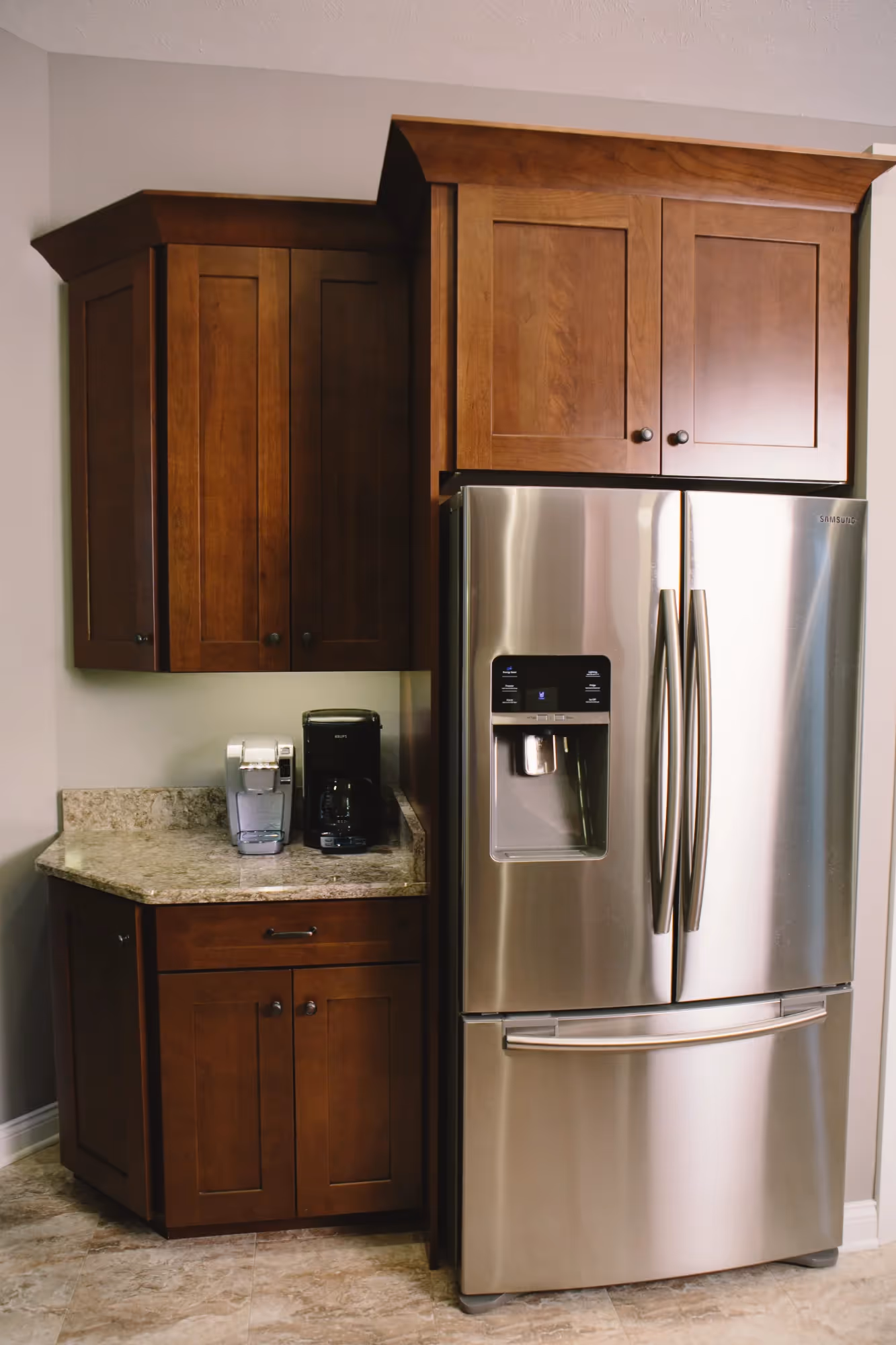 Stainless steel beverage refrigerator and cabinetry