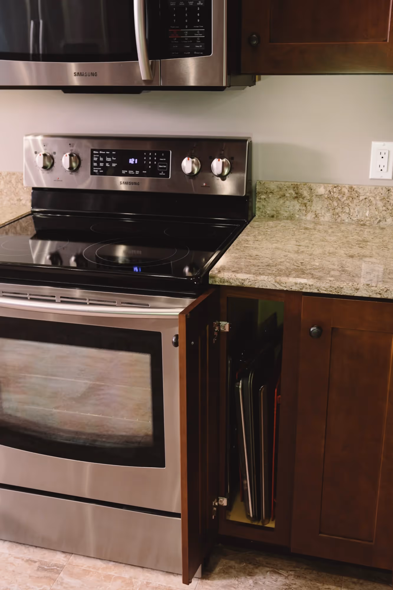 Cabinet door with black knob