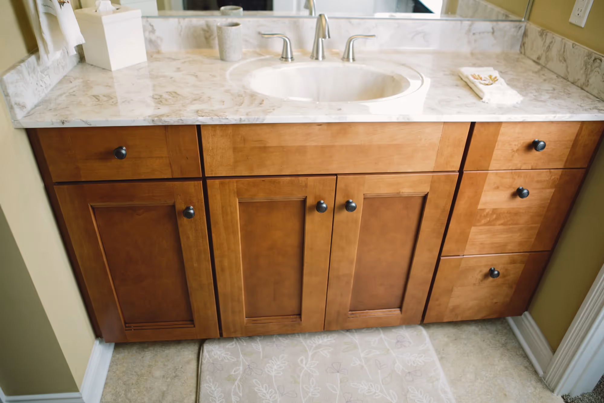 Curved wood reception desk