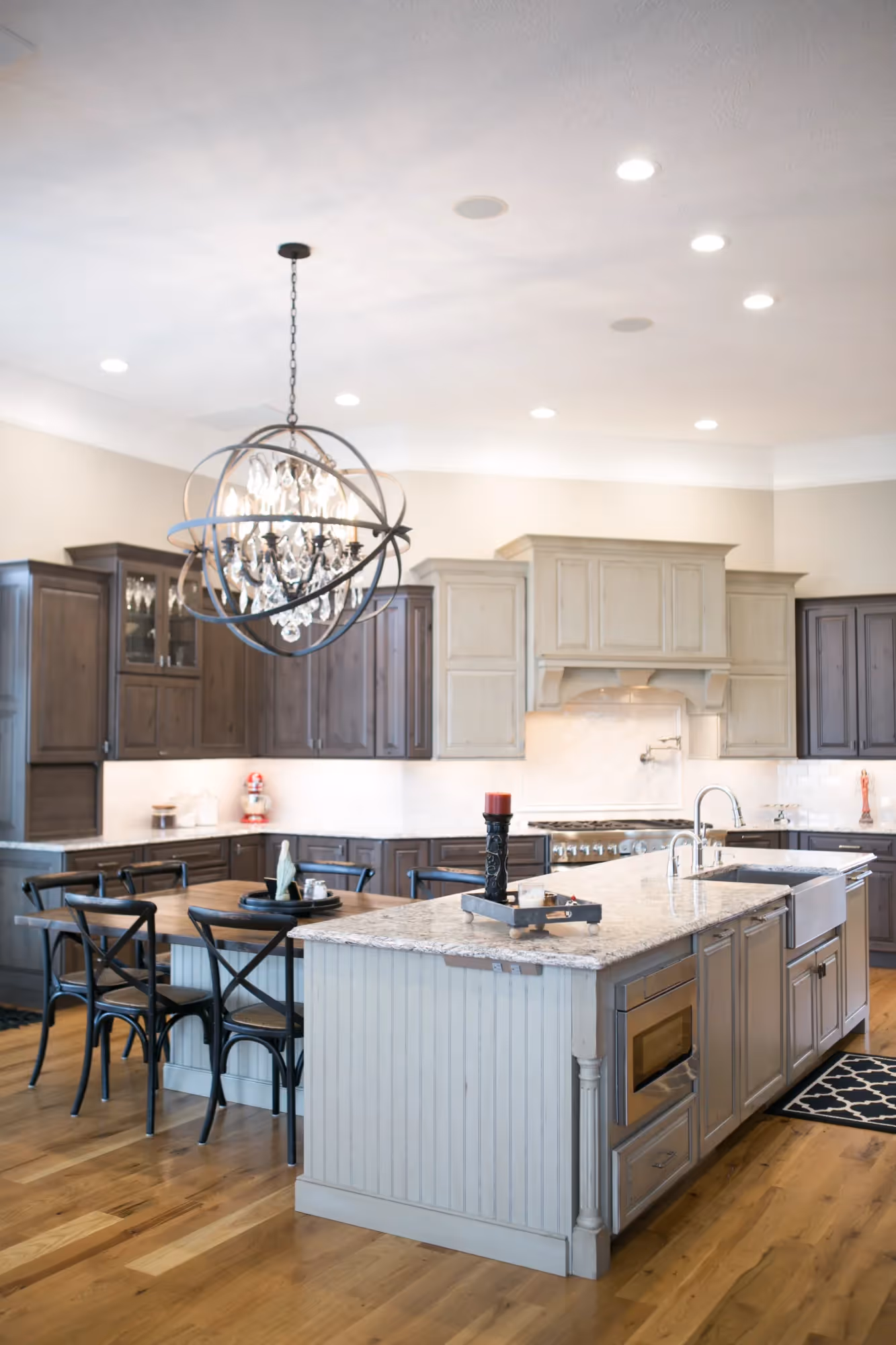 Bright kitchen with island and dining area
