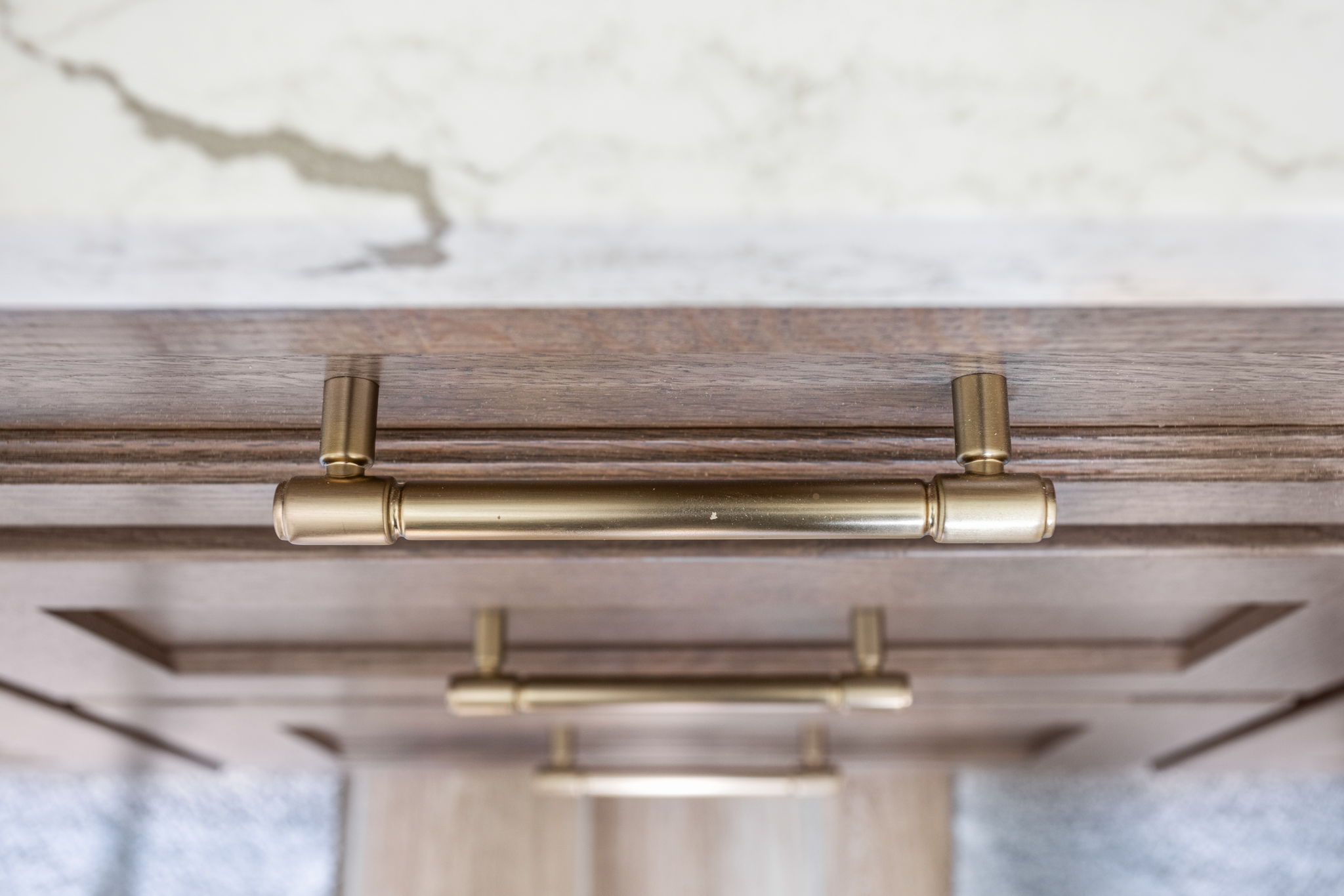 Brass cabinet hardware close-up