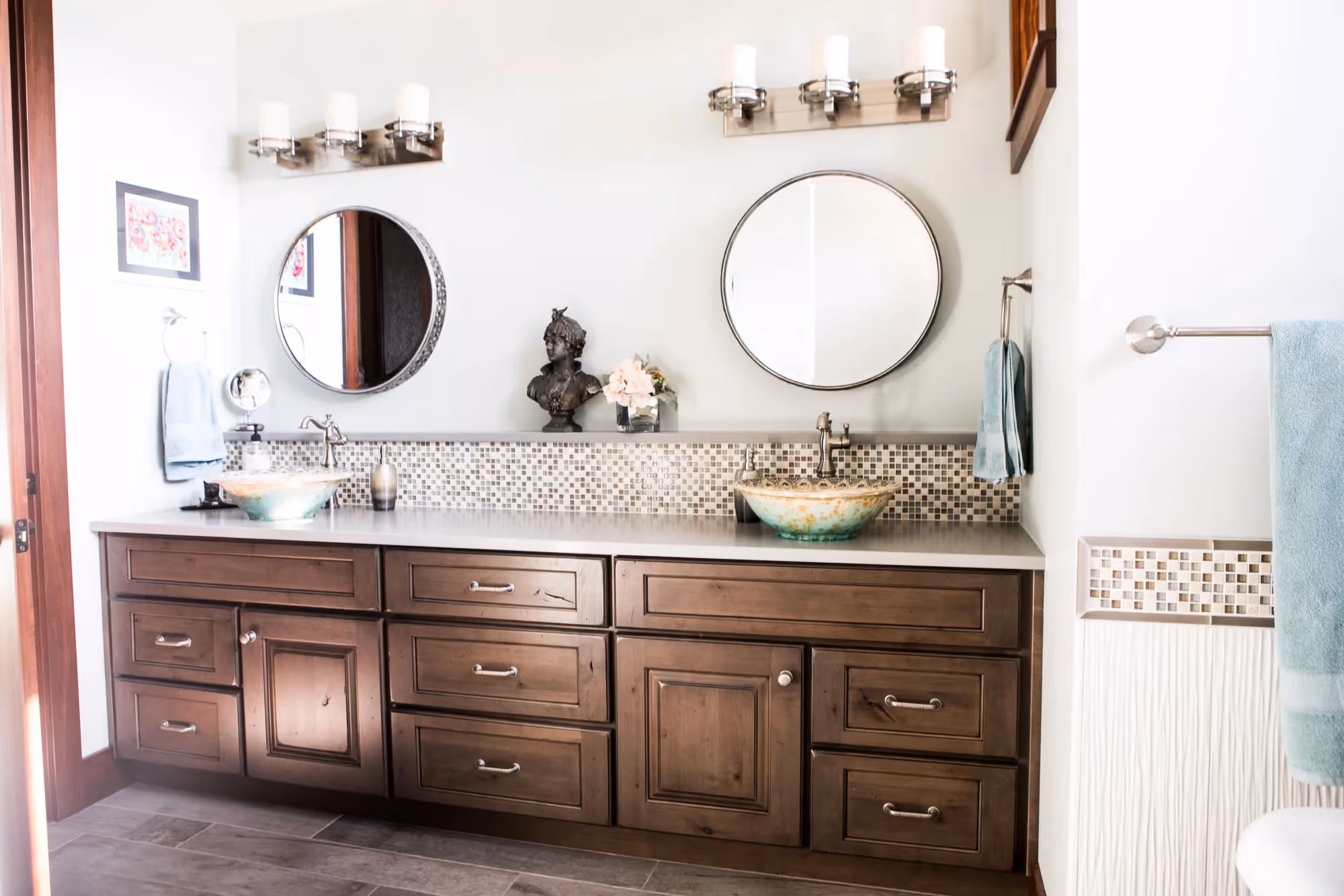 Modern bathroom with shower and vanity