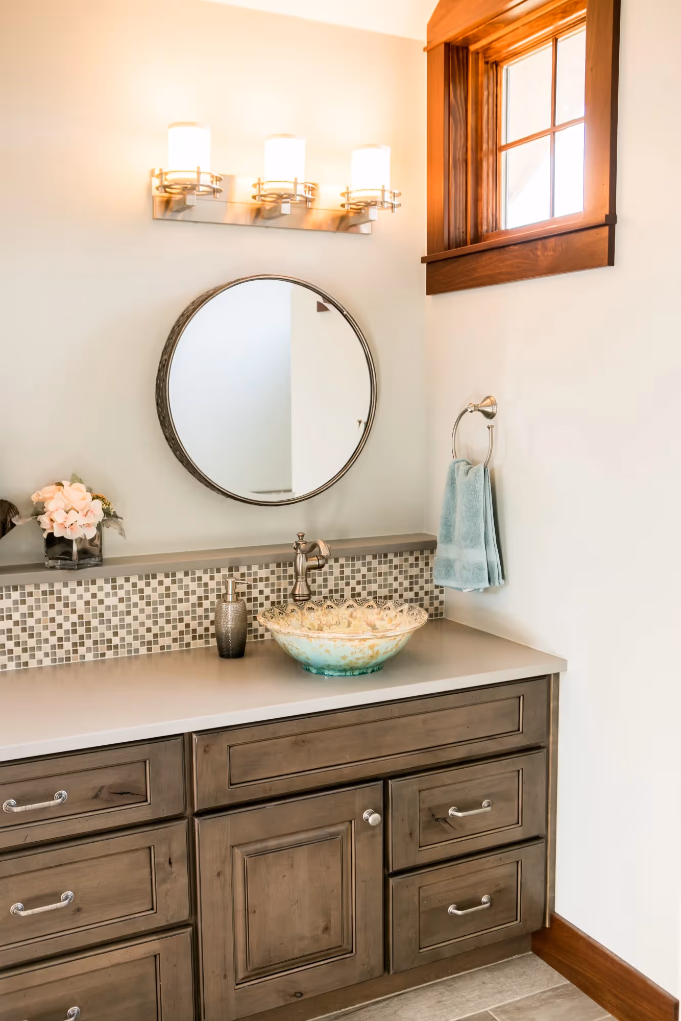 Modern Bathroom vanity with mirror and lighting