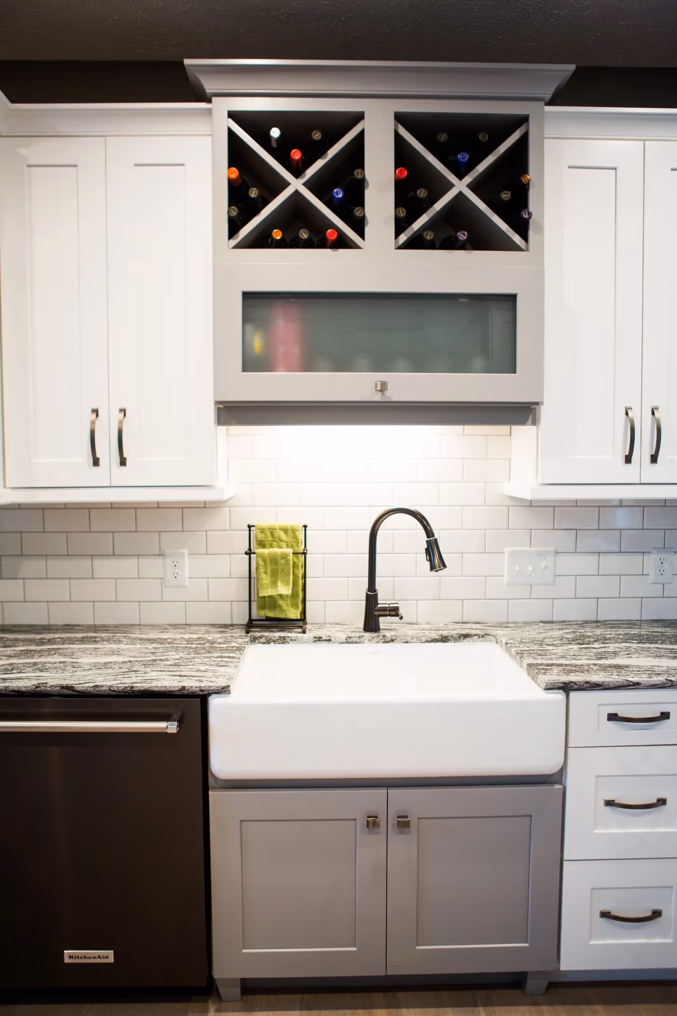 Built-in white cabinetry
