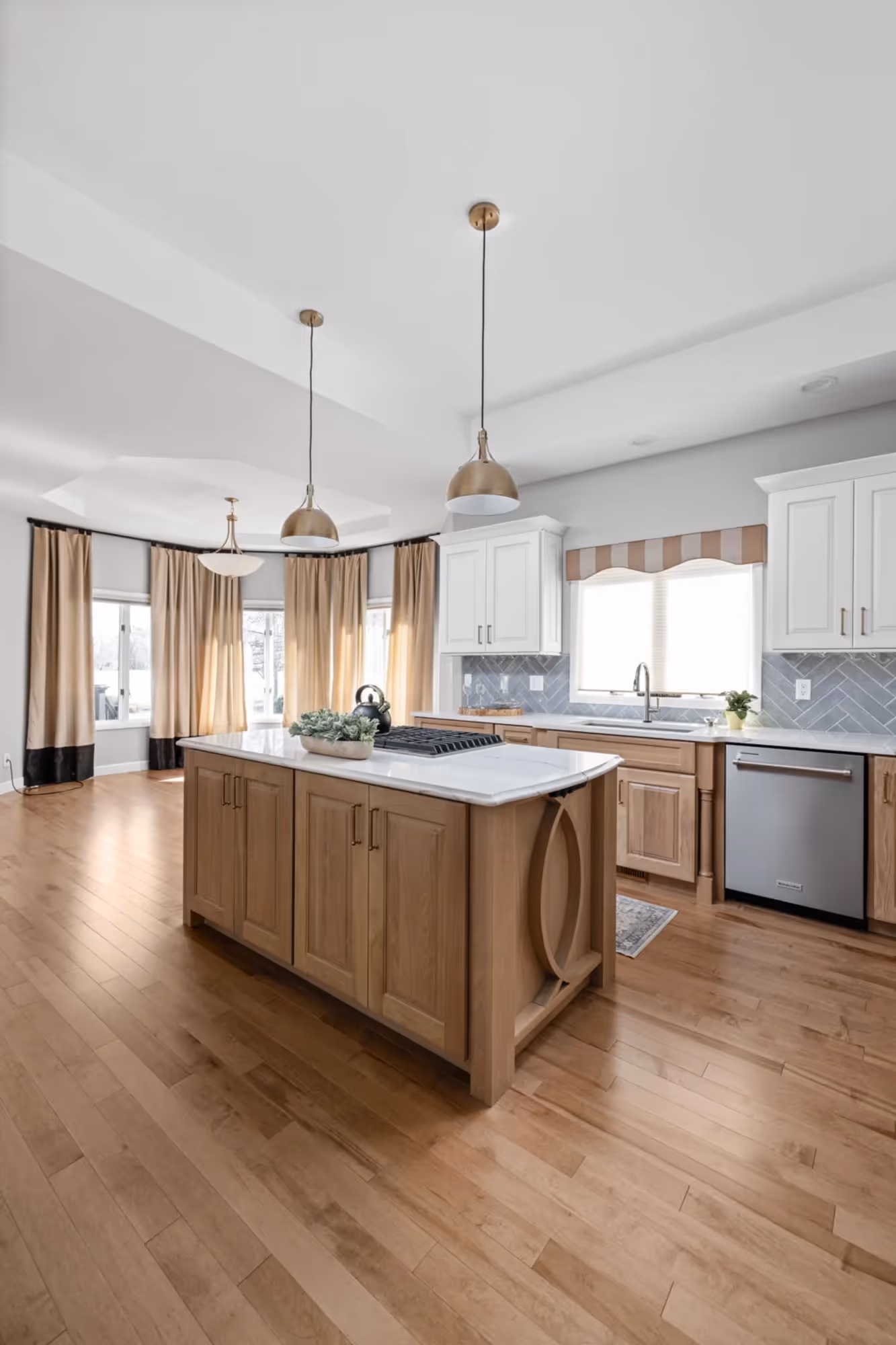 Kitchen island with wood cabinetry
