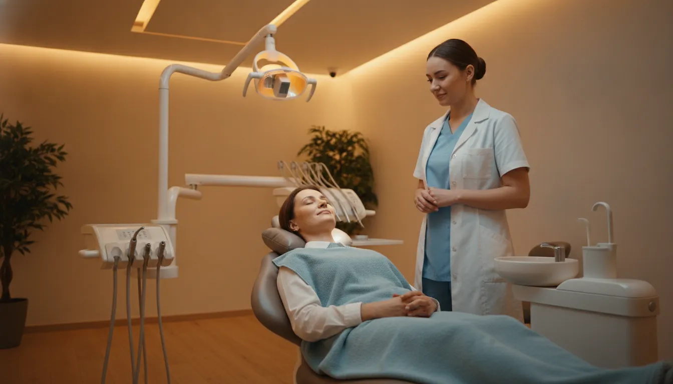 Dental professional monitoring a relaxed patient during sedation care