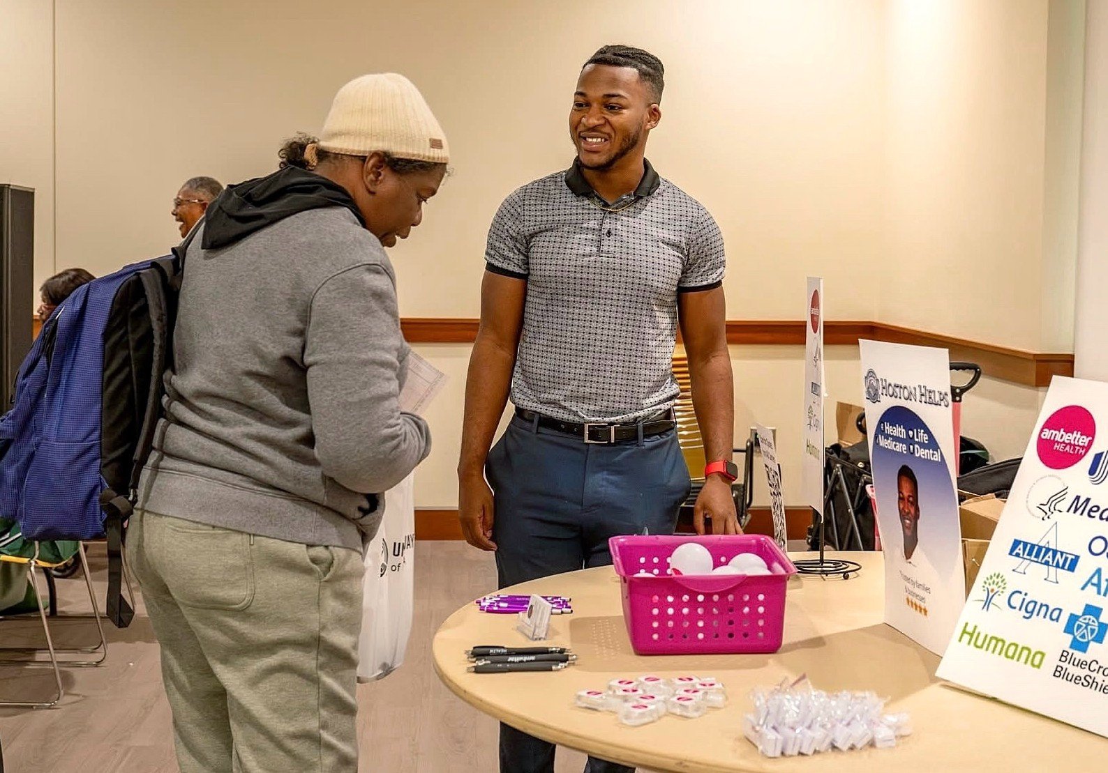 Hoston Fannings educates and gives away freebies at a community resource fair