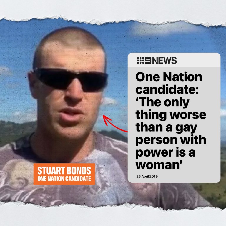 One Nation candidate: 'The only thing worse than a gay person with power is a woman'