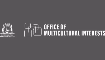 Logo of the Government of Western Australia with text 'Office of Multicultural Interests' on a dark background.