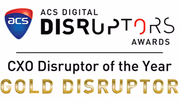 ACS Digital Disruptors Awards logo with text CXO Disruptor of the Year Gold Disruptor.