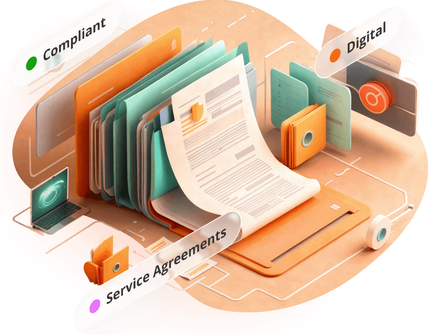 A happy accountant sorrounded by Care  funding logos