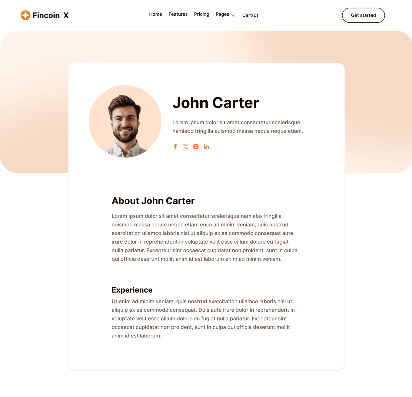 Fincoin X - Team Single Page - Crypto Webflow Template