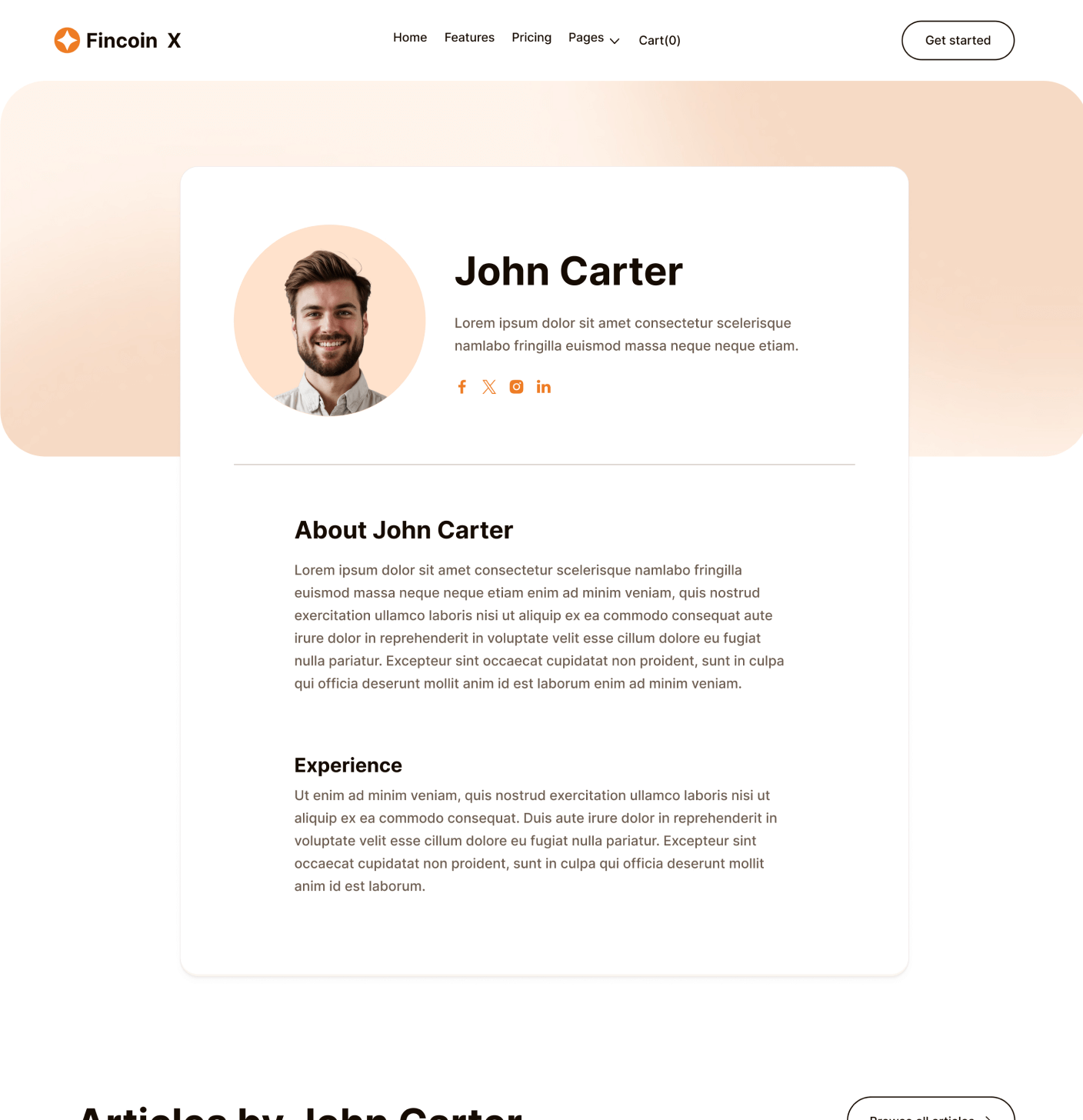 Fincoin X - Team Single Page - Crypto Webflow Template