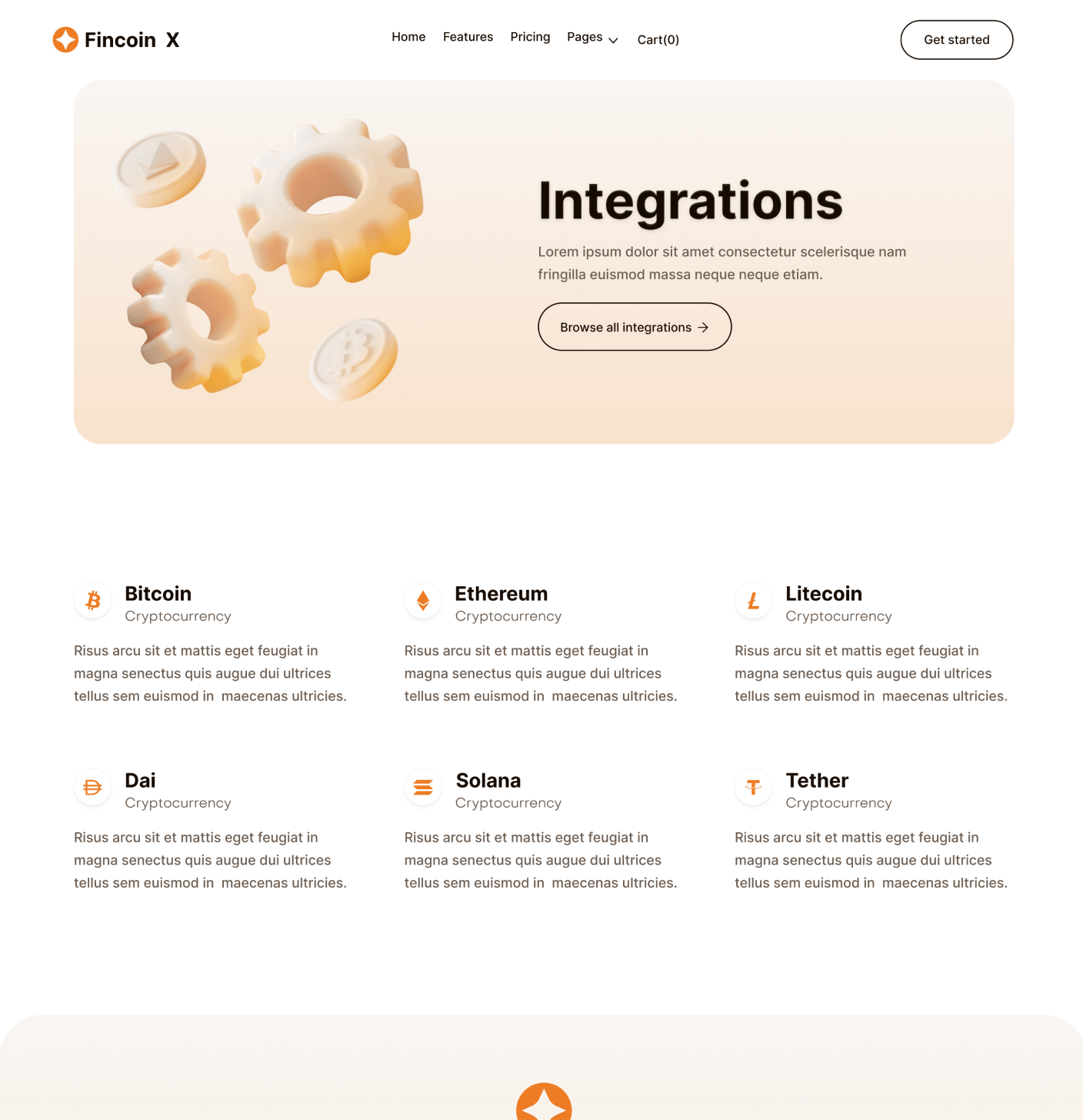 Fincoin X - Integrations Page - Crypto Webflow Template