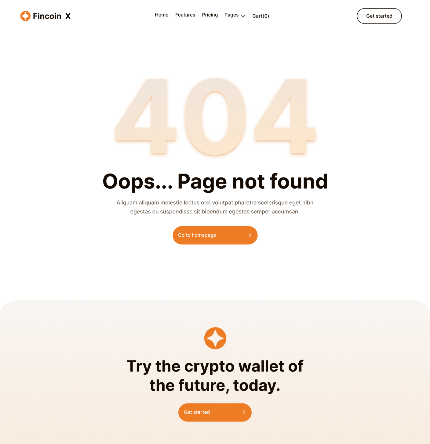 Fincoin X - 404 Page - Crypto Webflow Template