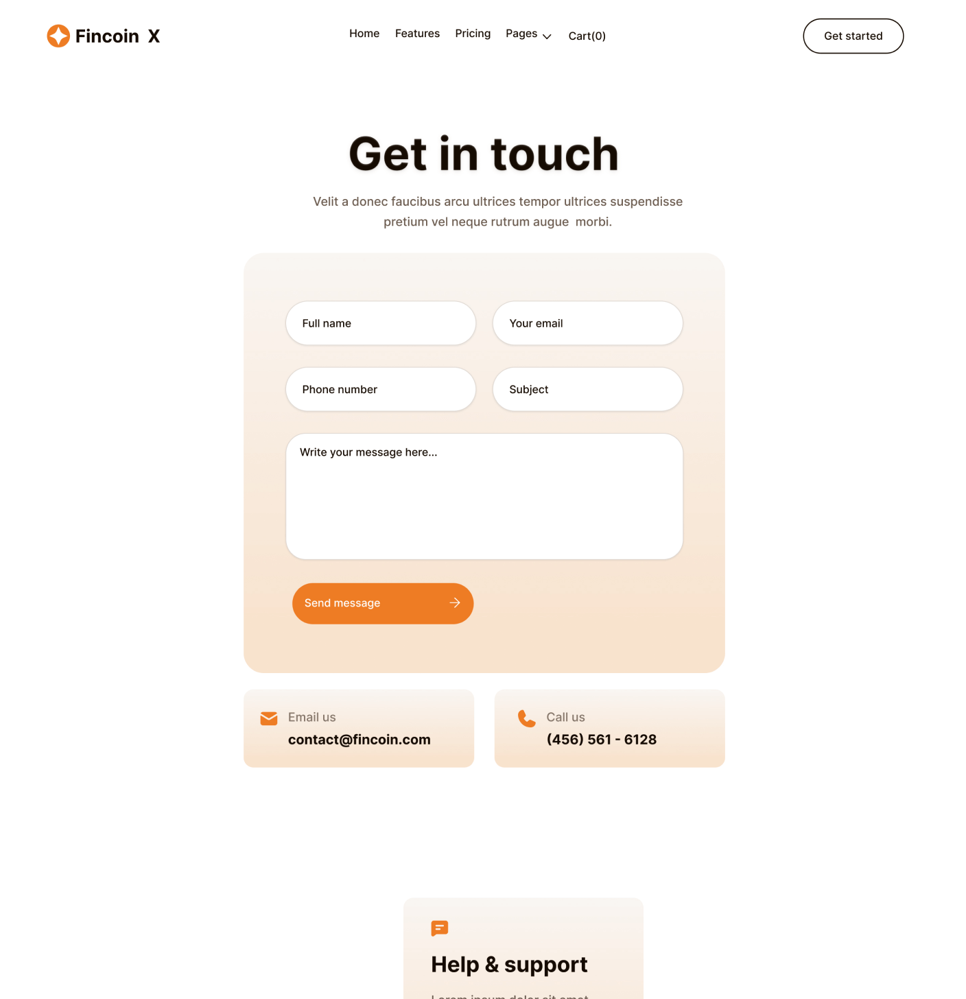 Fincoin X - Contact V2 Page - Crypto Webflow Template