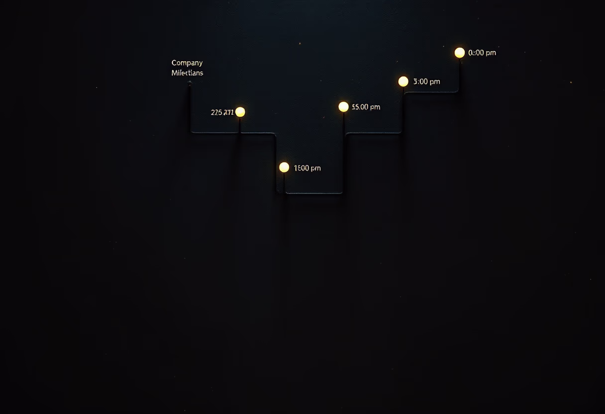 image of company milestones in a timeline format (for an edtech)
