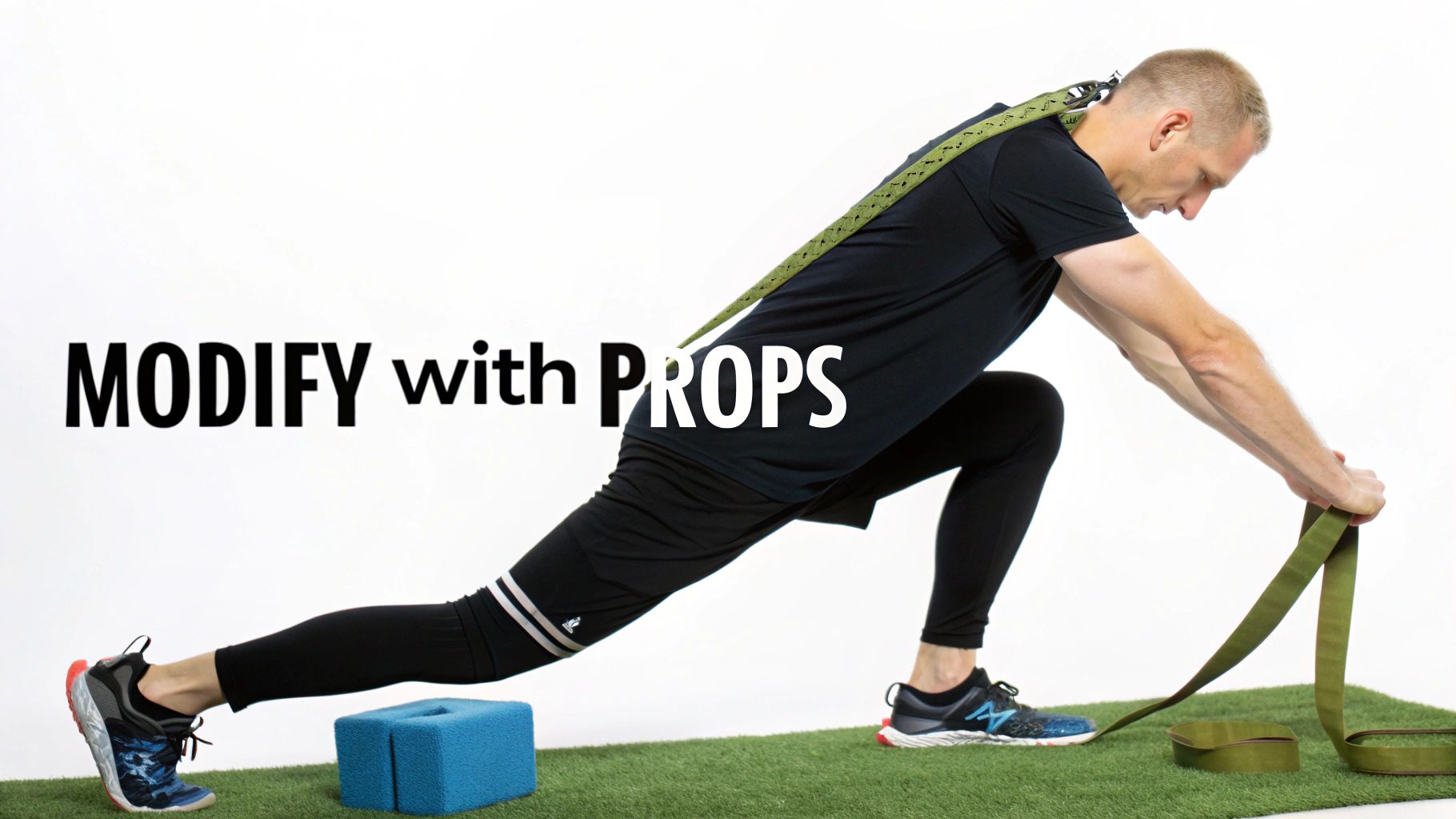 A yogi using blocks to modify a pose, demonstrating safe alignment.
