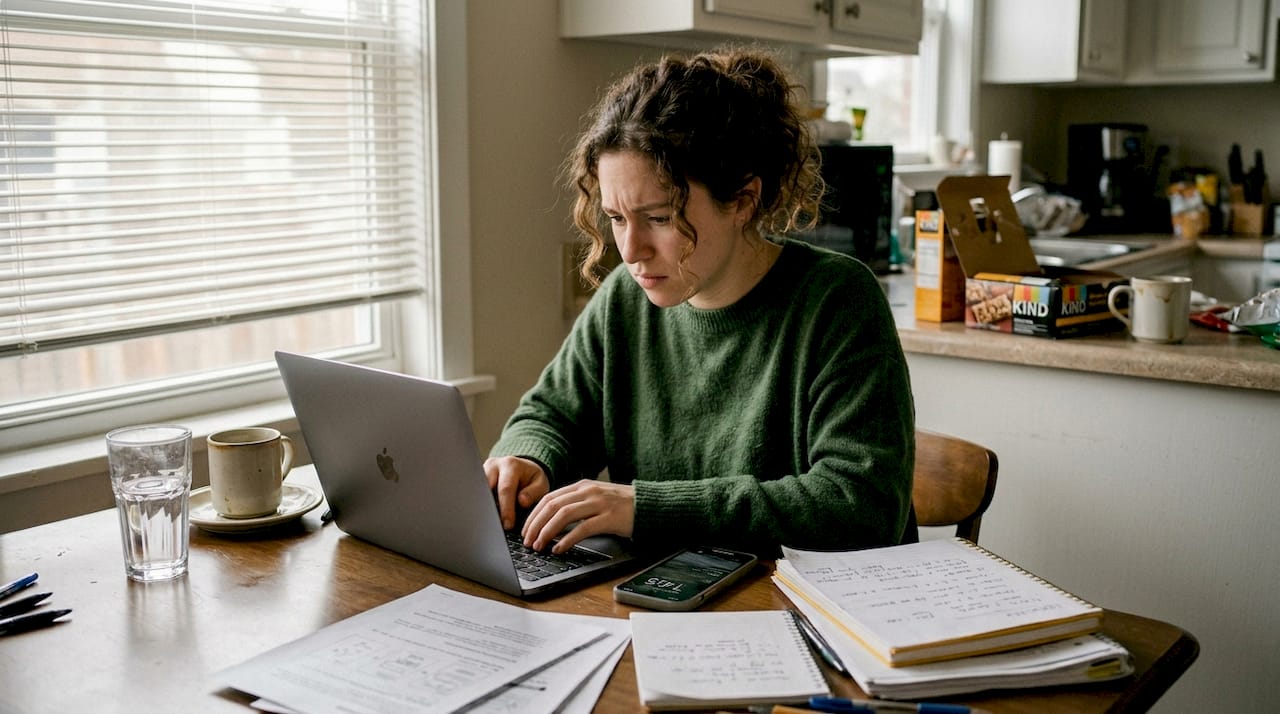 Founder checking time while working from home
